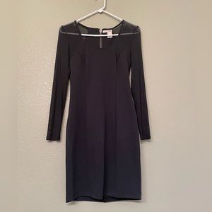 DKNY Jeans Petites Black Cocktail Long Sleeve Dress with Mesh Size 2P